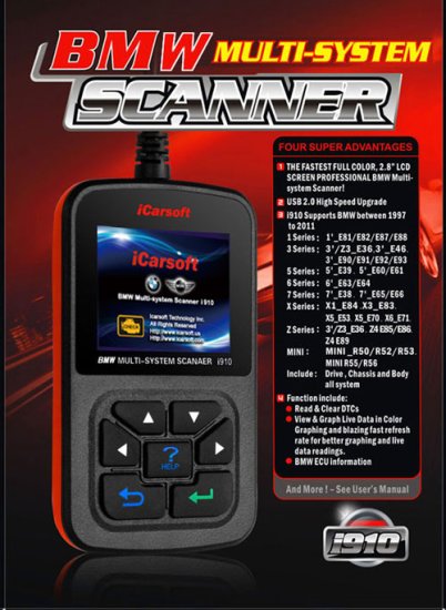 iCarsoft BMW / Mini Multi-System scanner i910 - Kliknutím na obrázok zatvorte -